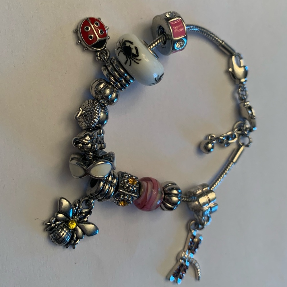 Girls silver plated charm bracelet